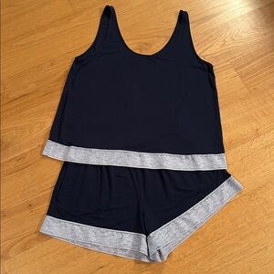 Tommy John Second Skin Lace Trim Sleep Tank & Short Set Navy Size Lg